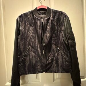 BCBGMaxAzria Black and Dark Gray Bomber Jacket